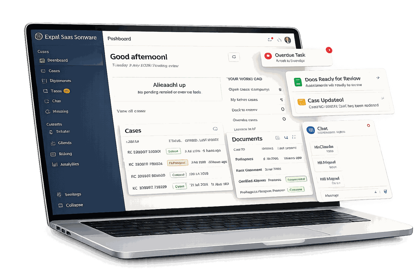 The Expat Saas web dashboard shown on a laptop